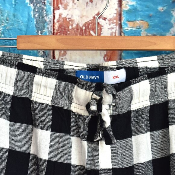 Men's Old Navy Straight Flannel Pajama Sleep Pants XXLARGE Black Buffalo Plaid - Picture 3 of 10